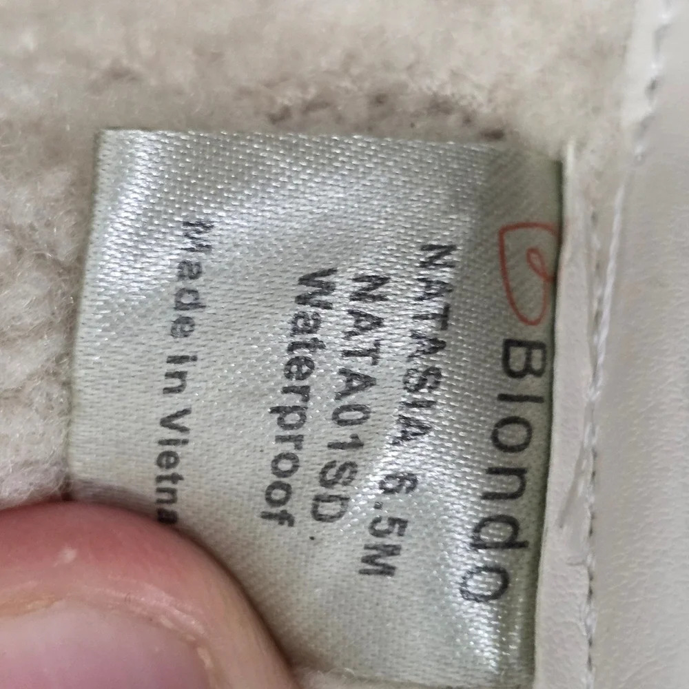 Blondo Natasia Waterproof Hiker Boots Cream Leather Faux Fur‎ Womens 6.5M